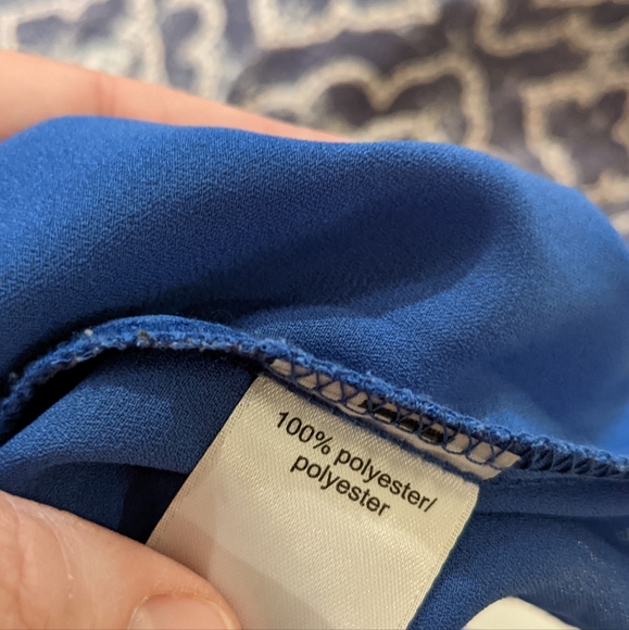 Maurices Small Cobalt Blue Top Pretty Sleeve Mesh Cutouts - Picture 4 of 8